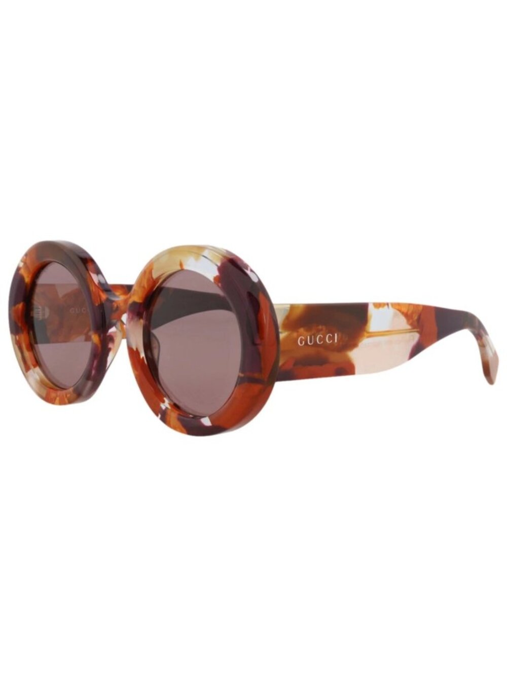 New Gucci Women's Sunglasses Round Oval Recycled Acetate Frame Orange Orange